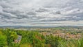 Marches countryside landscape in Italy. View from the terrace of the Sanctuary of the Holy House of Loreto town Royalty Free Stock Photo