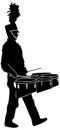 Marching band member marching and playing drums silhouette Royalty Free Stock Photo