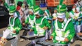 Marching Band, parade in green uniform performing Royalty Free Stock Photo