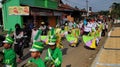 Marching Band, parade in green uniform performing Royalty Free Stock Photo