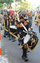 Marching Band Performance During Festive Parade Royalty Free Stock Photo