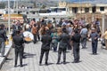 Marching band playing in the street