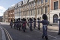 Marching bandsmen march back to barracks in Windsor, UK