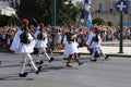 Marching Greek soldiers in the Changing of the Guards ceremony at Hellenic Parliament. Athens/Greece - 09/15/2019