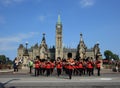 Marching Guards with Parliament Buildings Royalty Free Stock Photo