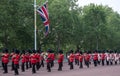 Military band marching down The Mall in London, UK. Photo taken during the Trooping the Colour ceremony