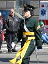 Marching Military Woman Dressed in Green