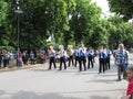 Marching orchestra in the Majorettes marching parade competitio