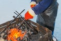 Marching a smithy- forging iron outdoor