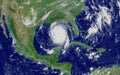 Marco hurricane approaching the coast. Mexican gulf. Satellite view Royalty Free Stock Photo