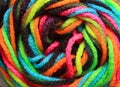 Rainbow colored macro of a spool of yarn Royalty Free Stock Photo