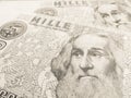 Marco Polo over an old one thousand Lire Italian bill Royalty Free Stock Photo