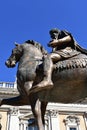 Marcus Aurelius equestrian statue replica located at Piazza del Campidoglio in The Capitolium or Capitoline Hill. Rome, Italy. Royalty Free Stock Photo
