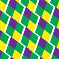 Mardi Gras abstract geometric pattern. Purple, yellow, green rhombus repeating texture. Endless background, wallpaper Royalty Free Stock Photo