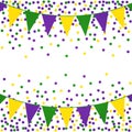 Mardi Gras background with beads and flags. Royalty Free Stock Photo