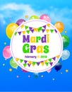 Mardi Gras background with flags Royalty Free Stock Photo