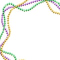 Mardi Gras banner template with decorative colorful beads frame, vector illustration Royalty Free Stock Photo