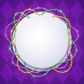 Mardi Gras banner template with decorative colorful beads frame, vector illustration Royalty Free Stock Photo