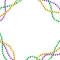 Mardi Gras banner template with decorative colorful beads frame, vector illustration Royalty Free Stock Photo