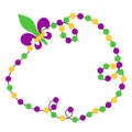 Mardi Gras beads background with place for text Royalty Free Stock Photo