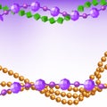 Mardi Gras beads background with place for text