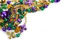 Mardi gras beads frame isolated on white background Royalty Free Stock Photo