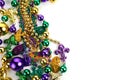 Mardi gras beads frame isolated on white background Royalty Free Stock Photo