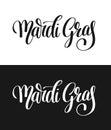 Mardi gras black and white calligraphic lettering poster