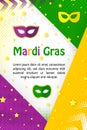 Mardi Gras carnival background. 9th February Carnival party vector illustration. Halftone design template for poster Royalty Free Stock Photo