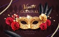 Mardi gras carnival banner, flyer with mask Royalty Free Stock Photo