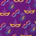 mardi gras carnival celebration with masks and tophats pattern Royalty Free Stock Photo