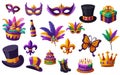 Mardi gras carnival elements set vector illustration Royalty Free Stock Photo