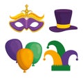 Mardi gras carnival elements Royalty Free Stock Photo