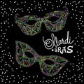 Mardi Gras carnival mask on black background. Vector illustration EPS10 Royalty Free Stock Photo