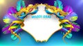 Mardi gras carnival mask poster background with copy space for text. Bokeh effect for celebration greeting card, banner, flyer. - Royalty Free Stock Photo