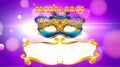 Mardi gras carnival mask poster background with copy space for text. Bokeh effect for celebration greeting card, banner, flyer. - Royalty Free Stock Photo