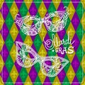 Mardi Gras carnival mask on rhombus background. Vector illustration EPS10