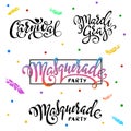 Mardi Gras, Carnival, Masquerade lettering set.