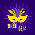 Mardi Gras carnival party poster design. Fat tuesday. Mardi Gras background for greeting card, banner, poster. Vector. Royalty Free Stock Photo
