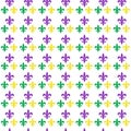 Mardi Gras Carnival seamless pattern with fleur-de-lis. endless background, texture, wallpaper. Vector illustration Royalty Free Stock Photo