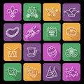 Mardi Gras carnival set icons, design element , linear style. Collection Mardi Gras, mask with feathers, beads and other Royalty Free Stock Photo