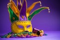 Mardi Gras or Carnivale mask on a purple background