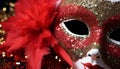 Mardi Gras celebration, mask, costume, elegance, glamour, shiny generated by AI