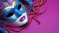 Mardi Gras celebration, mask, elegance, glamour, tradition generated by AI