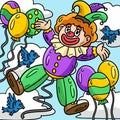 Mardi Gras Clown Balloon Colored Cartoon