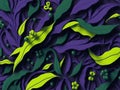 Mardi gras colors background wallpaper in yellow,violet,green colors. Ai Generated