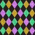 Mardi Gras colors seamless pattern design, texture for wallpapers, fabric, wrap, web page backgrounds, vector illustration Royalty Free Stock Photo