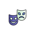 Mardi gras, comedy and tragedy masks color gradient vector icon Royalty Free Stock Photo