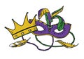 Mardi Gras composition. Group of carnival mask with beads and crown. Color vector illustration
