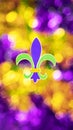 Mardi Gras concept background with selective focus and Fleur de lys Royalty Free Stock Photo